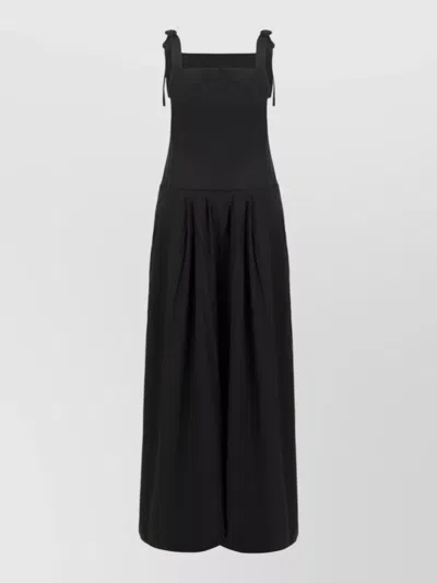 Weekend Max Mara Poplin Maxi Dress Sleeveless Square Neckline In Black