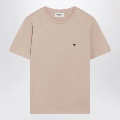 Weekend Max Mara Powder Pink T-shirt In Cotton With Logo Embroidery In Gold