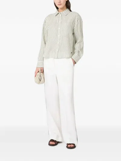Weekend Max Mara Pressed-crease Linen Trousers In White
