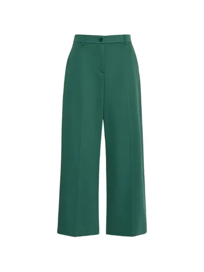 Weekend Max Mara Pressed-crease Wide-leg Trousers In Green