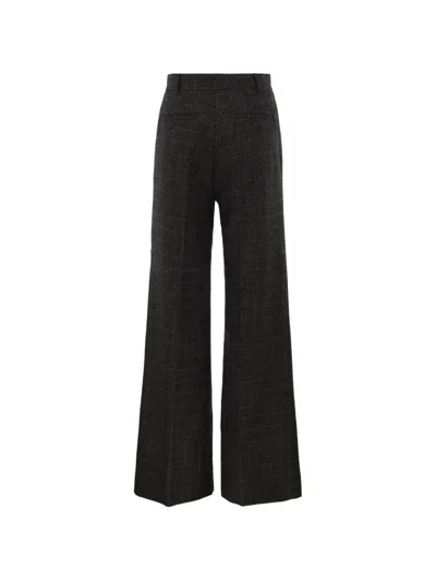 Weekend Max Mara Prince Of Wales Check Wide-leg Trousers In Black