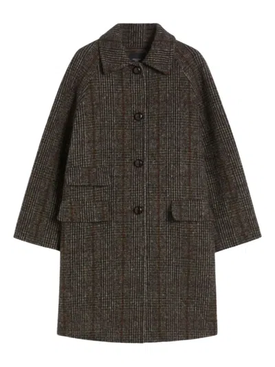 Weekend Max Mara Omens Chocolate Pitone Raglan-sleeves Wool-blend Coat In Brown