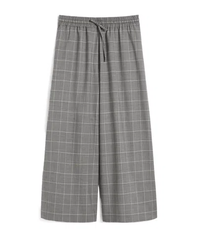 Weekend Max Mara Prince Of Wales Wool Trousers In Gray