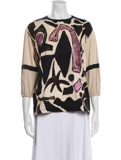 Pre-owned Weekend Max Mara Printed Bateau Neckline Blouse In Multi