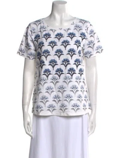 Pre-owned Weekend Max Mara Printed Bateau Neckline T-shirt In White