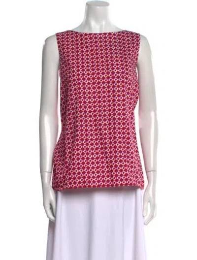 Pre-owned Weekend Max Mara Printed Bateau Neckline Tunic In Red