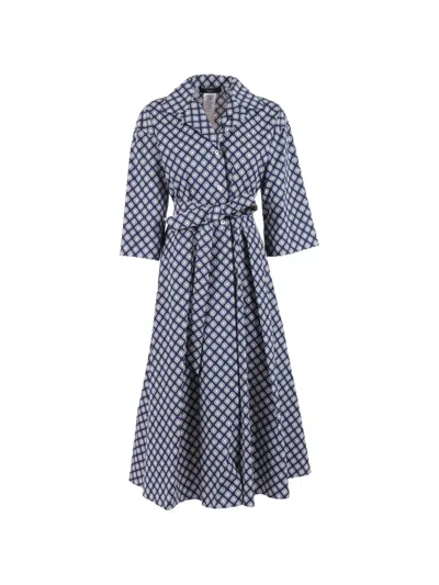 Weekend Max Mara Printed Belted Dress In Blue