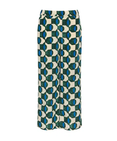Weekend Max Mara Printed Casual Pants In Blue