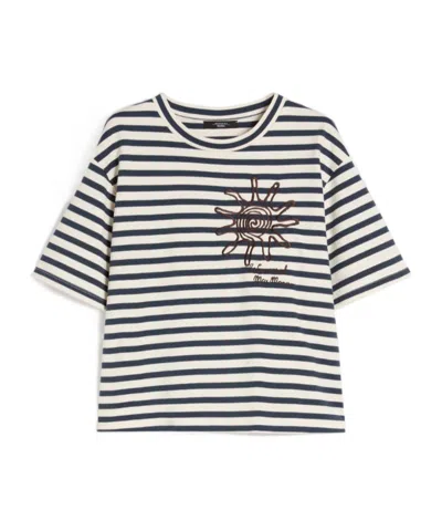 Weekend Max Mara Printed Cotton Jersey T-shirt In Blue