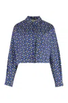 Weekend Max Mara Cotton Long-sleeved Shirt In Blue