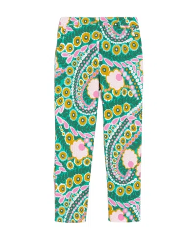 Weekend Max Mara Printed Cotton Trousers In Green