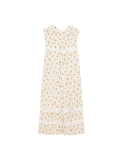Weekend Max Mara Printed Crepe De Chine Dress In White