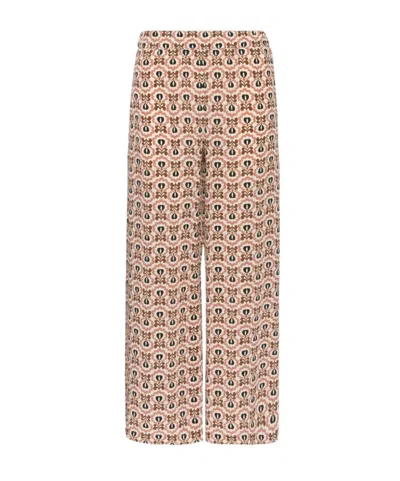 Weekend Max Mara Omens Antique Rose Printed Straight-leg Silk Trousers In Pink