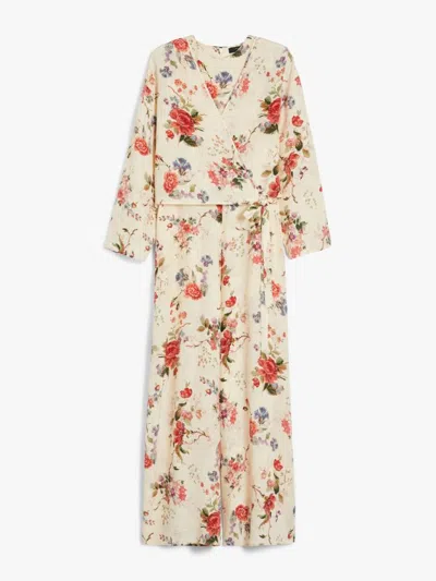Weekend Max Mara Printed Crepe Ragusa Jumpsuit In Beige