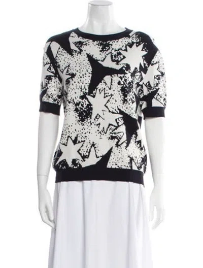 Pre-owned Weekend Max Mara Printed Crew Neck Sweater W/ Tags In White