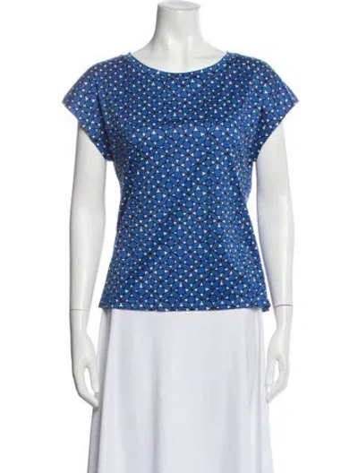 Pre-owned Weekend Max Mara Printed Crew Neck Top In Blue