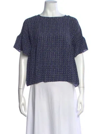 Pre-owned Weekend Max Mara Printed Crew Neck Top In Blue