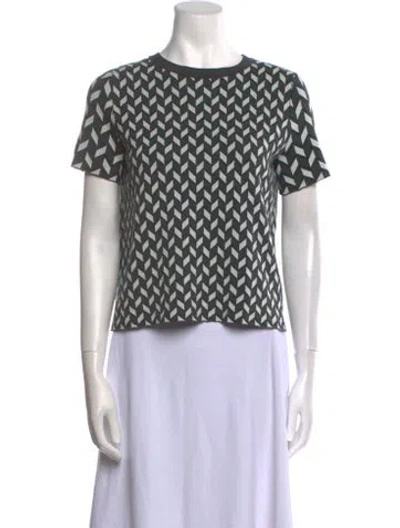 Pre-owned Weekend Max Mara Printed Crew Neck Top In Gray