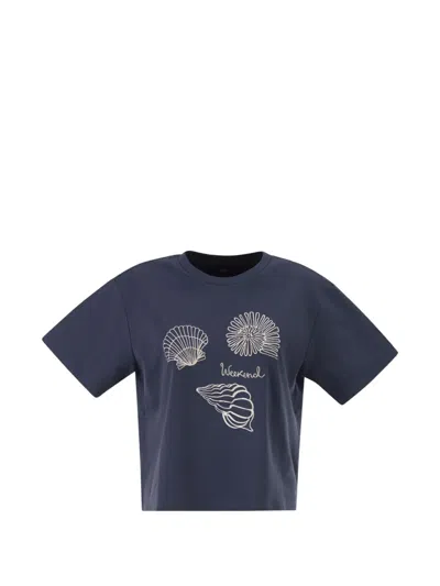 Weekend Max Mara Printed Crew-neck T-shirt In Blue
