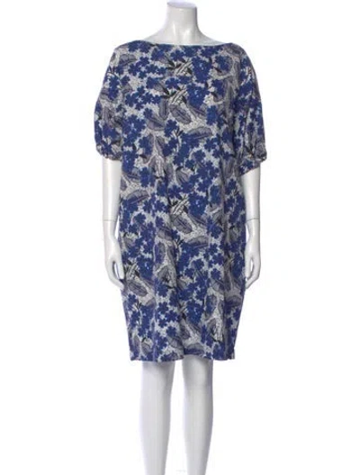 Pre-owned Weekend Max Mara Printed Knee-length Dress In Blue