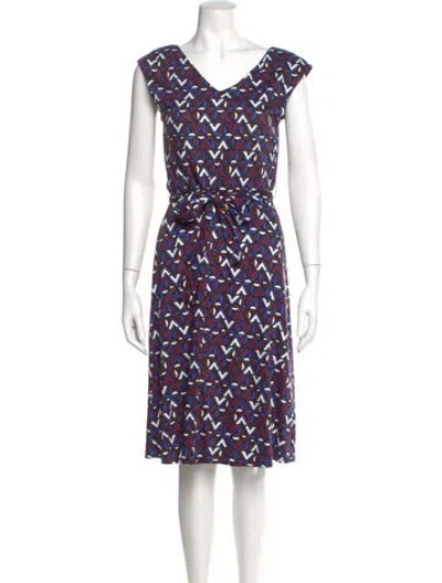 Pre-owned Weekend Max Mara Printed Knee-length Dress In Blue
