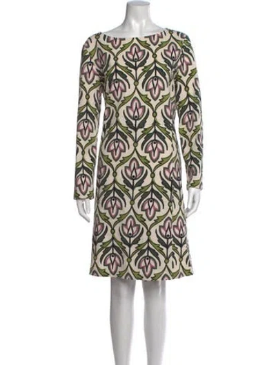 Pre-owned Weekend Max Mara Printed Knee-length Dress In Green