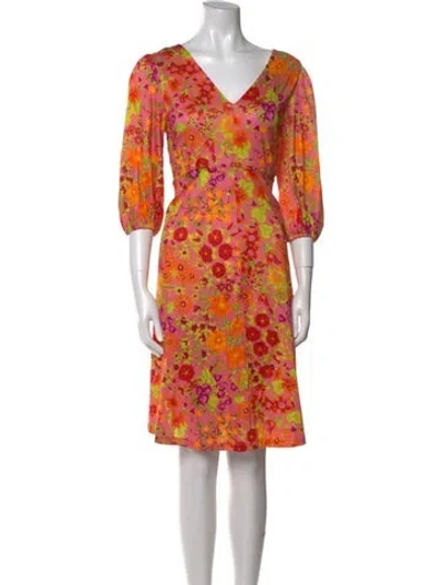 Pre-owned Weekend Max Mara Printed Knee-length Dress W/ Tags In Pink
