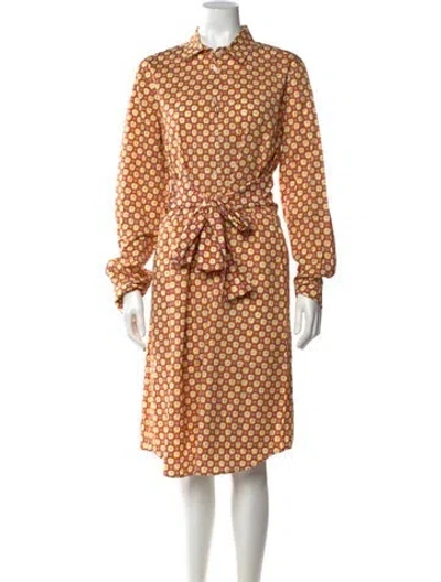 Pre-owned Weekend Max Mara Printed Knee-length Dress In Yellow