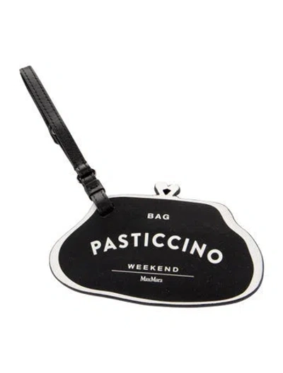 Pre-owned Weekend Max Mara Printed Leather Luggage Tag In Black