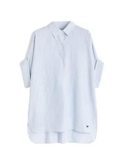 Weekend Max Mara Printed Linen Shirt In Blue