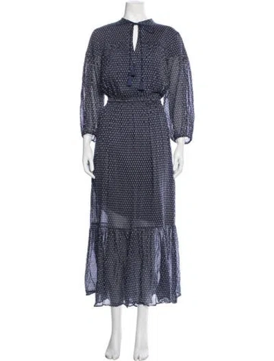 Pre-owned Weekend Max Mara Printed Long Dress In Blue