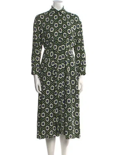 Pre-owned Weekend Max Mara Printed Long Dress In Green