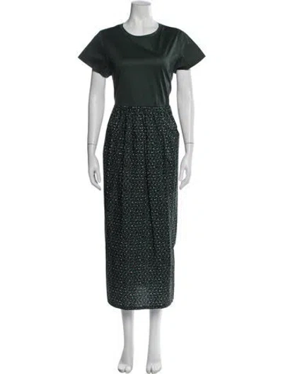 Pre-owned Weekend Max Mara Printed Long Dress In Green