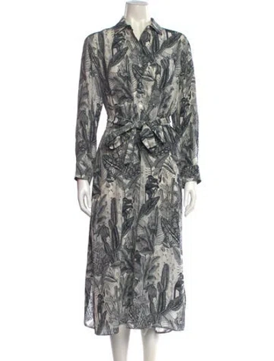 Pre-owned Weekend Max Mara Printed Long Dress In Neutral
