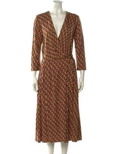 Pre-owned Weekend Max Mara Printed Long Dress In Pink