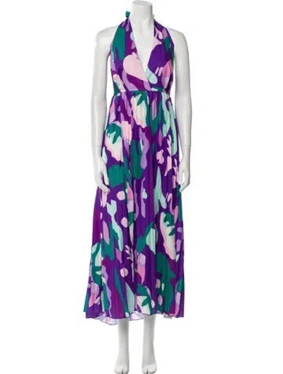 Pre-owned Weekend Max Mara Printed Long Dress In Purple