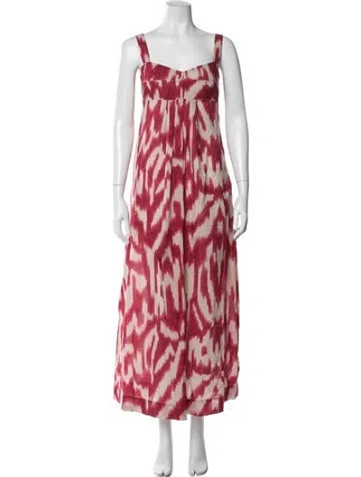 Pre-owned Weekend Max Mara Printed Long Dress In Red