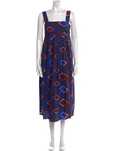 Pre-owned Weekend Max Mara Printed Long Dress W/ Tags In Blue