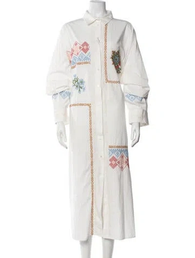 Pre-owned Weekend Max Mara Printed Long Dress W/ Tags In White