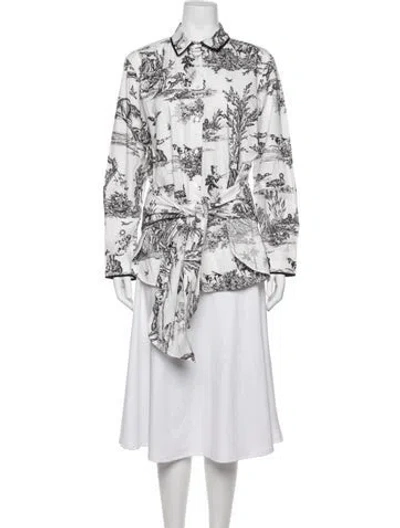 Pre-owned Weekend Max Mara Printed Long Sleeve Blouse In Blue