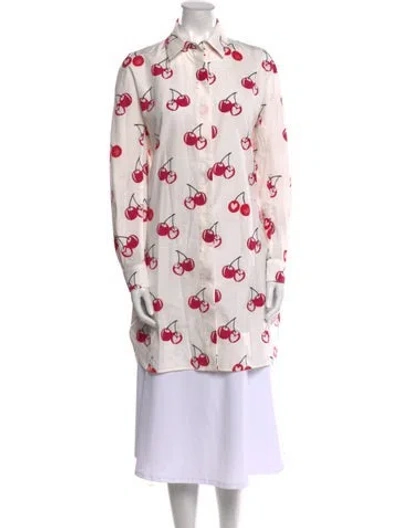 Pre-owned Weekend Max Mara Printed Long Sleeve Tunic In White