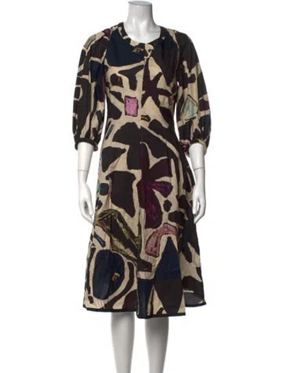 Pre-owned Weekend Max Mara Printed Midi Length Dress In Black