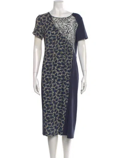Pre-owned Weekend Max Mara Printed Midi Length Dress In Blue