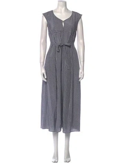 Pre-owned Weekend Max Mara Printed Midi Length Dress In Blue