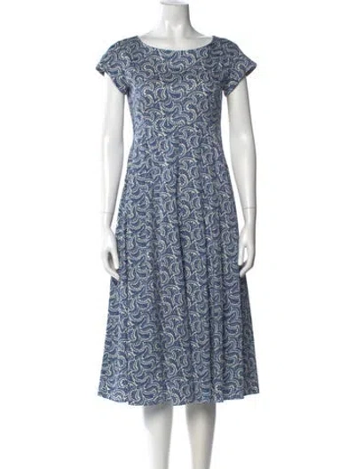 Pre-owned Weekend Max Mara Printed Midi Length Dress In Blue