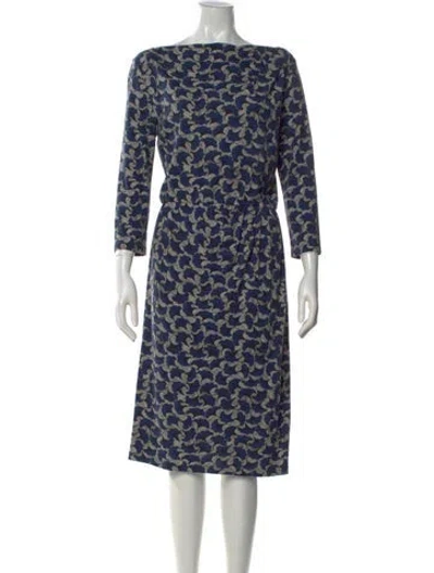 Pre-owned Weekend Max Mara Printed Midi Length Dress In Blue