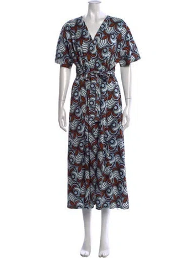 Pre-owned Weekend Max Mara Printed Midi Length Dress In Blue