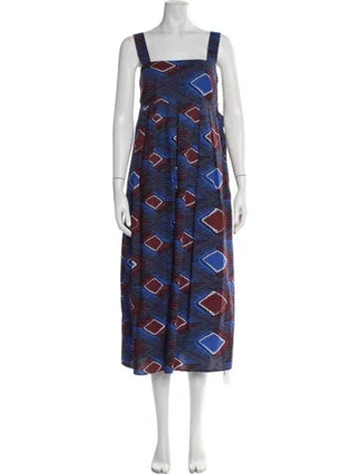 Pre-owned Weekend Max Mara Printed Midi Length Dress In Blue