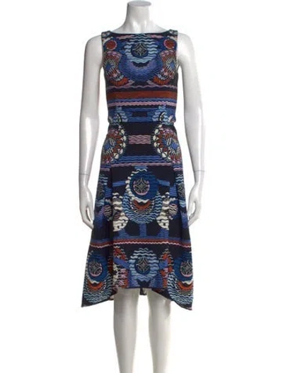 Pre-owned Weekend Max Mara Printed Midi Length Dress In Blue
