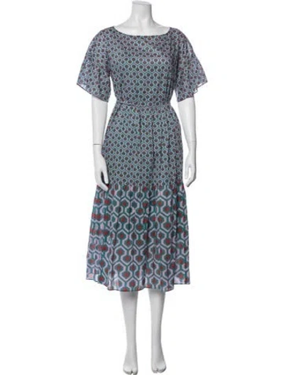 Pre-owned Weekend Max Mara Printed Midi Length Dress In Blue